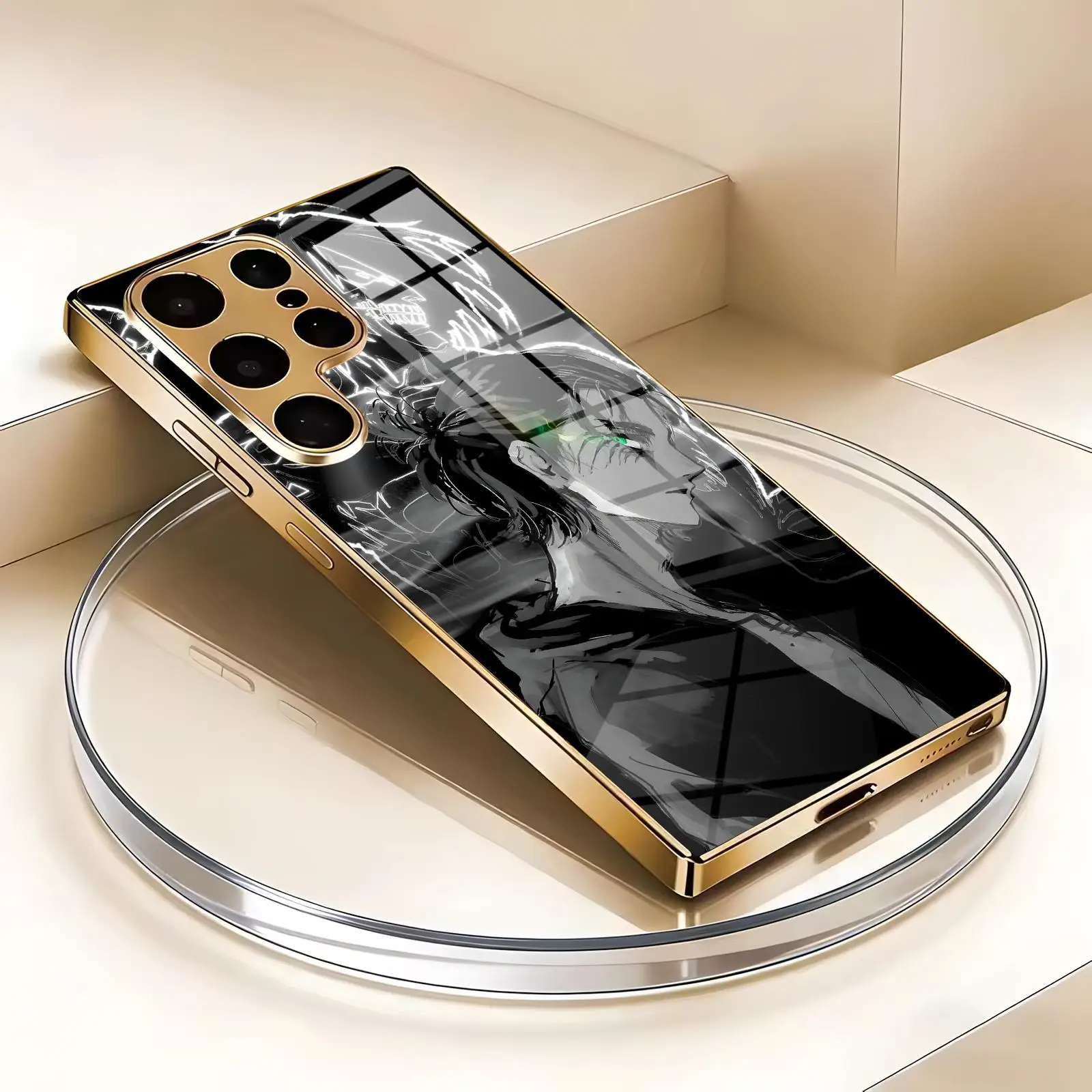 anime Attack on Titan   Phone Case For Samsung S26 S25 S24 S23 S22 S21 Plus Ultra Note20 Electroplated glass Phone Case