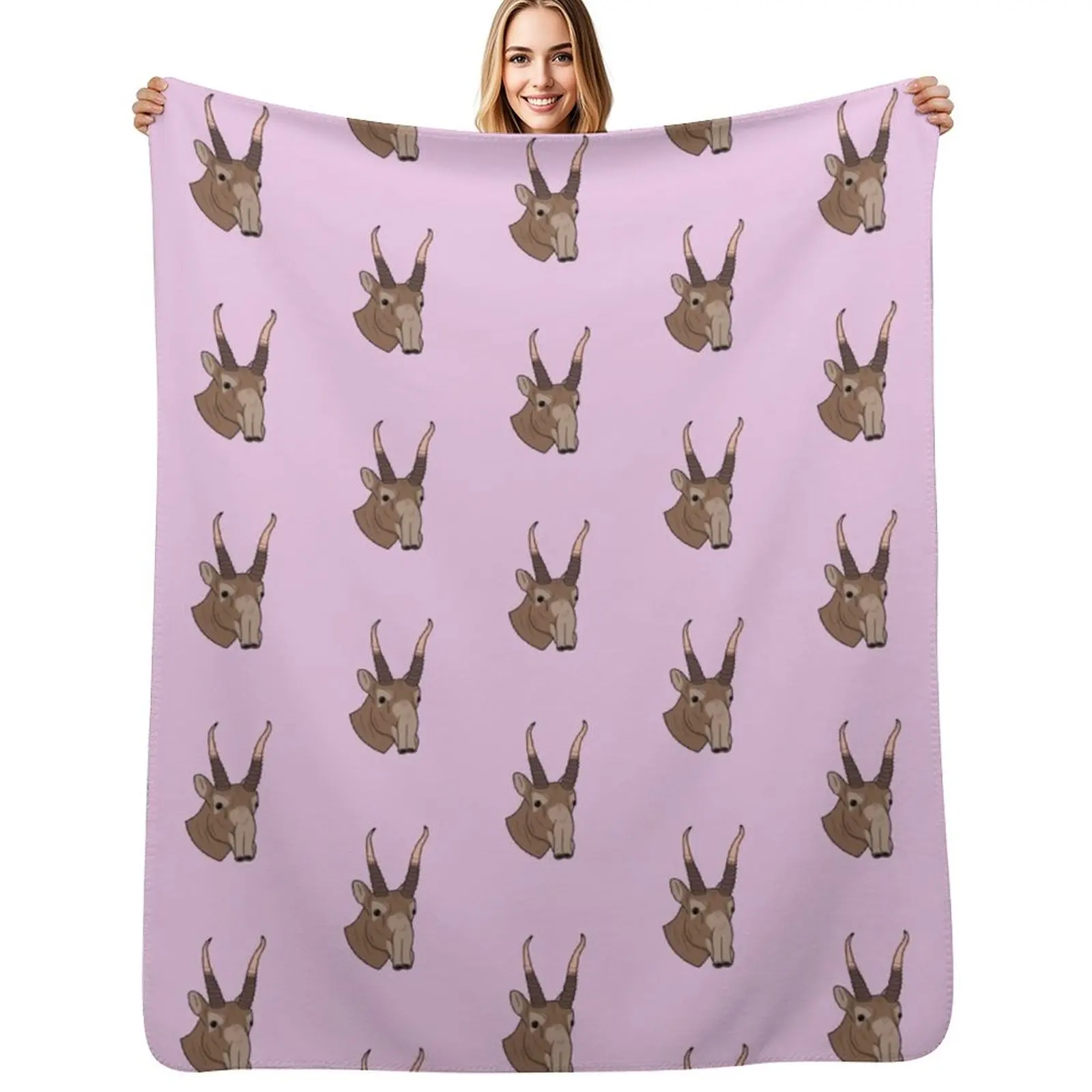 Saiga Antelope Head Throw Blanket Warm Plush Fuzzy Blanket for Living Room