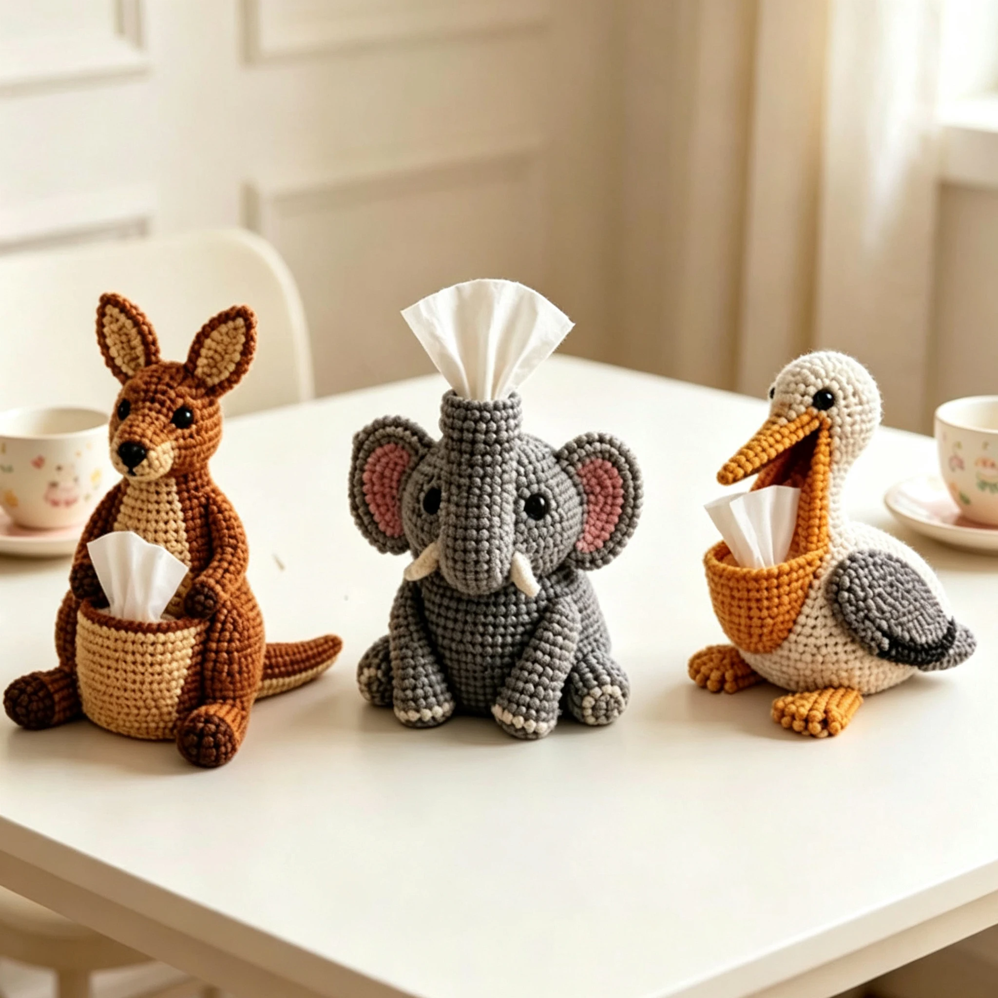 Cute Animal Tissue Box Beaded Craft Stereo Animal Tissue Box Creative Desktop Home Decoration Bathroom Washcloth Storage Box