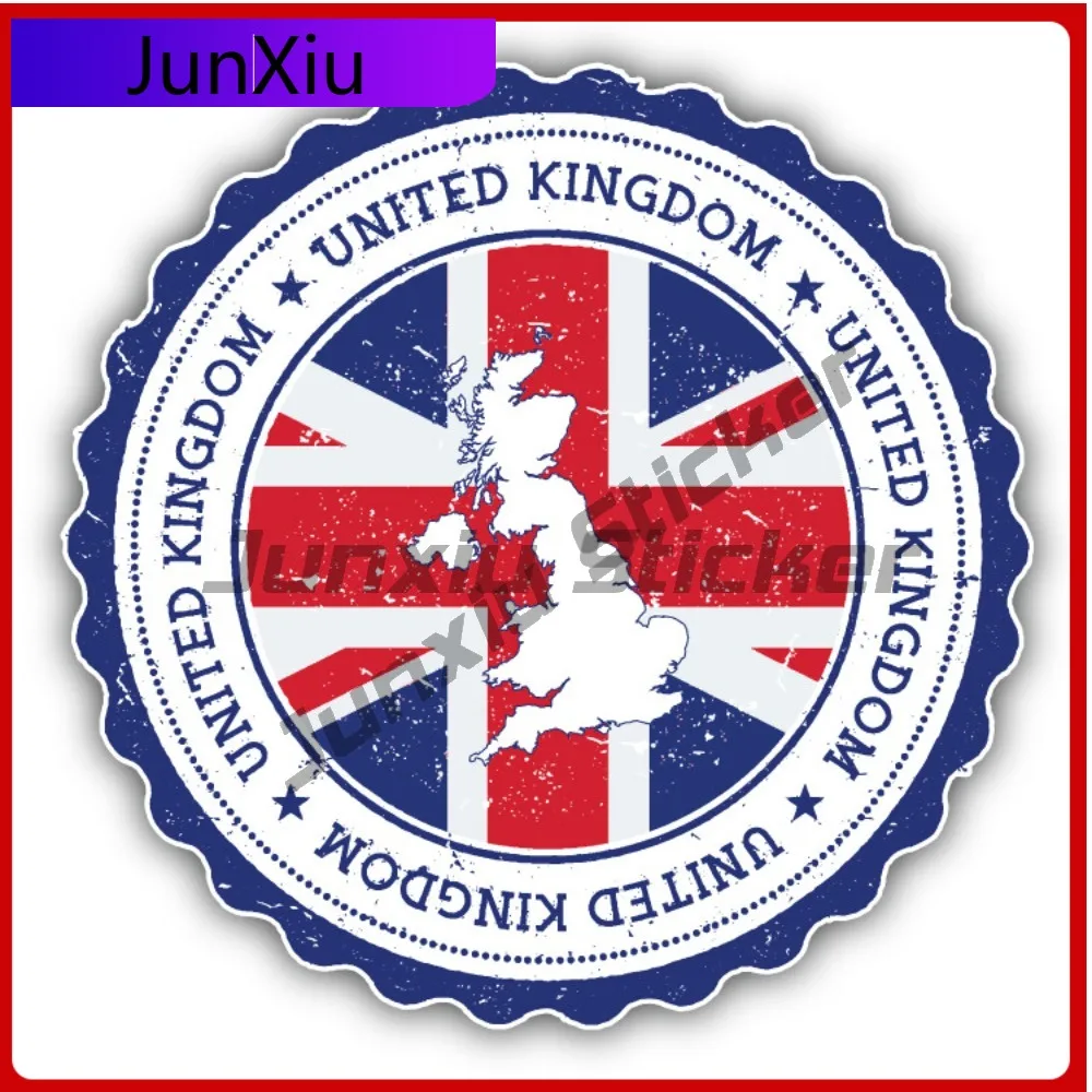 

United Kingdom Grunge Map Flag Stamp Car Decal Bumper Stickers Anime Style Helmet Use For Car Window Car Accessories Scratch