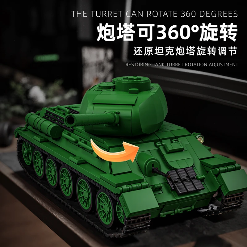 Military WW2 MOC T-34 Medium Tank World War 2 Main Battle Tank Soldiers Building Blocks Bricks Set For Children Boy Gift