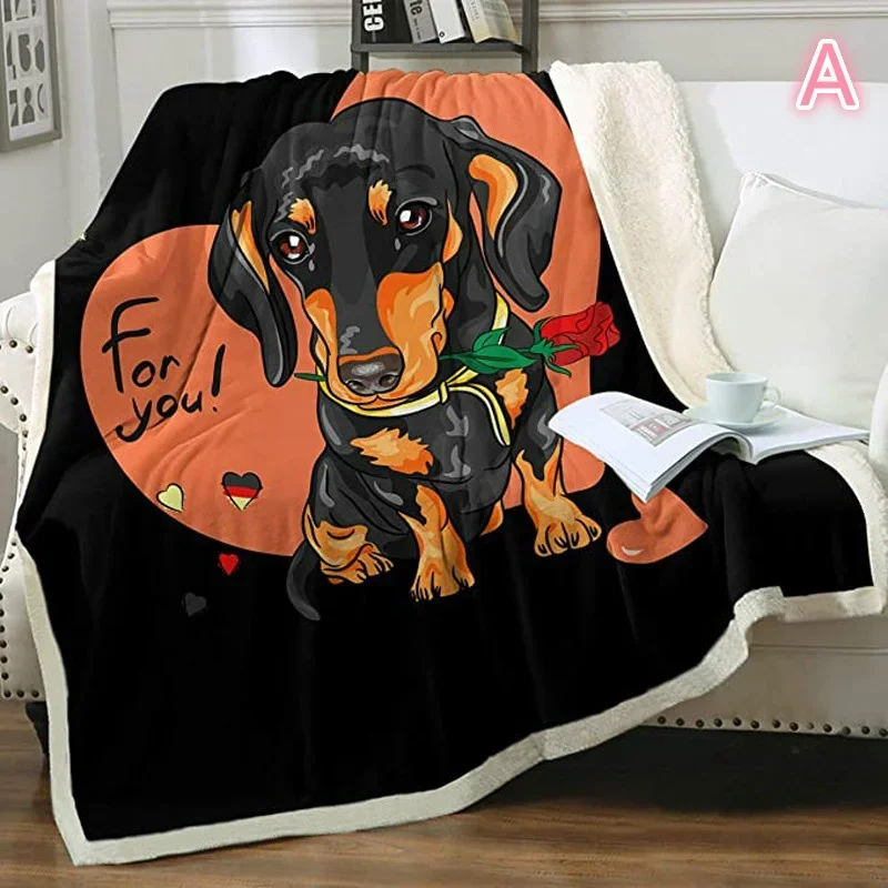 Puppy Dog Blanket Dachshund Dog Printed Blanket Fleece Blanket Flannel Sleep Comfort Super Soft Sofa Blanket