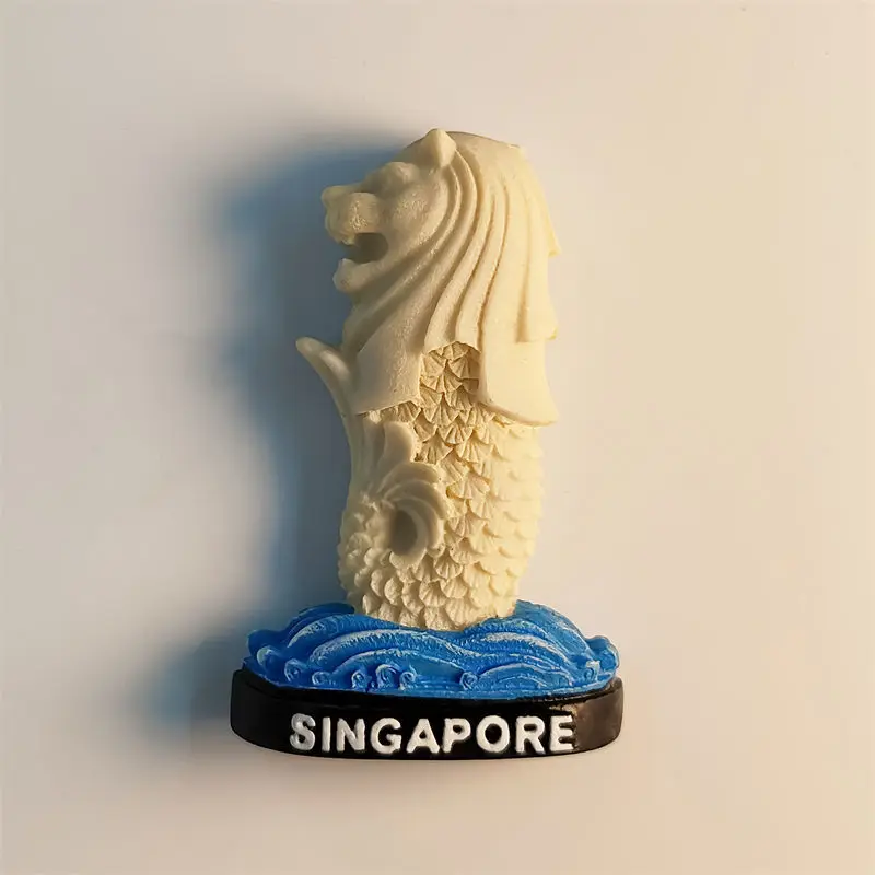 

3D Resin Refrigerator Magnet - Singapore Merlion Statue - Perfect Home Decor, Strong Magnetic Backing