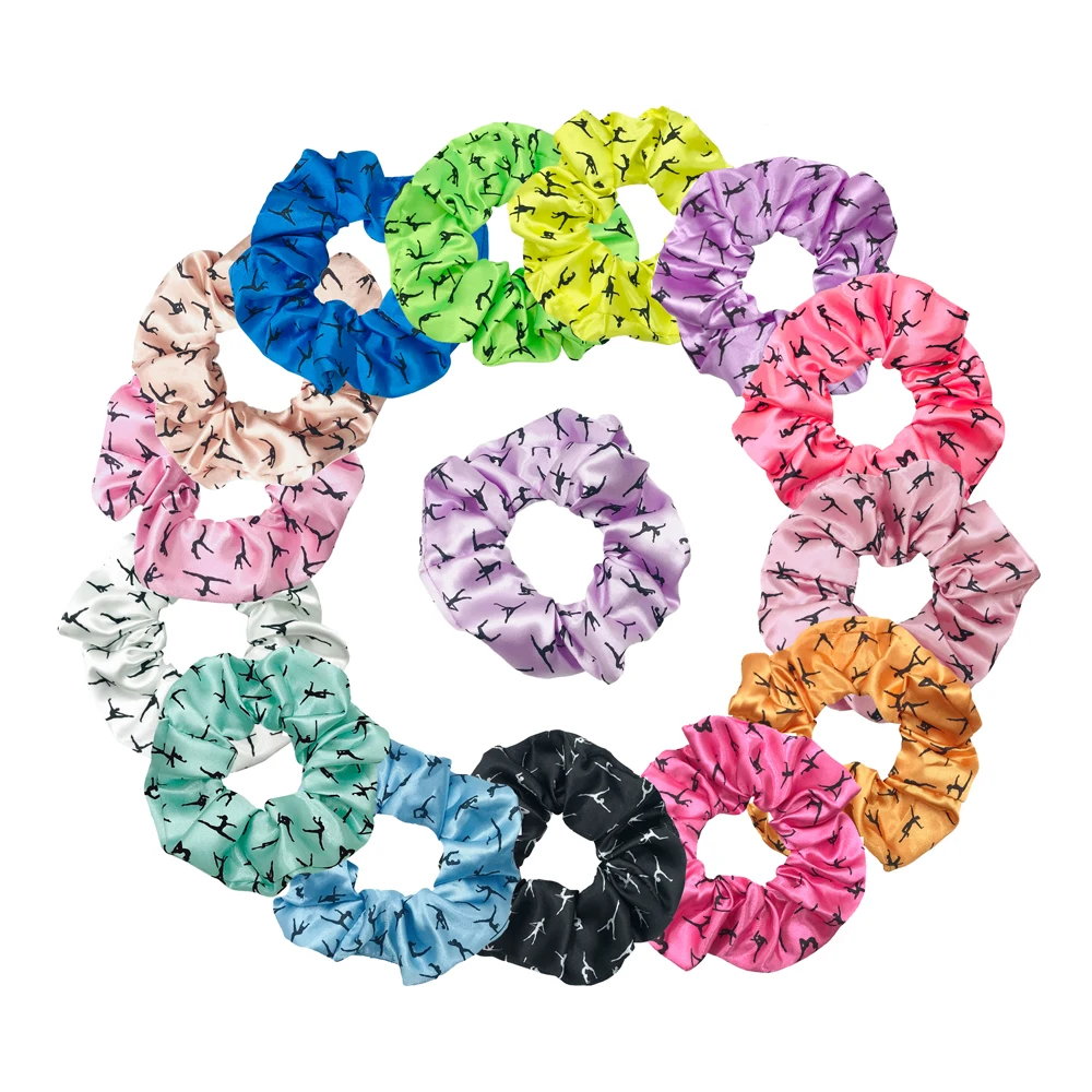 

5Pcs/20pcs Gymnastics Dance Print Scrunchies Hair Tie High Elasticity Elastic Hair Band Ponytail Holder Women Hair Accessories