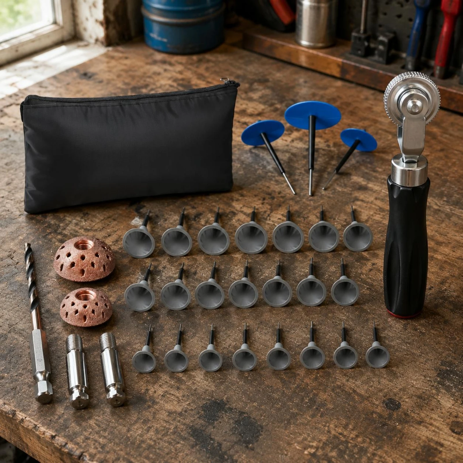 

Tubeless Tire Repair Kit 3 Sizes Tire Plug Kit Spiral Reamer Metal Tools