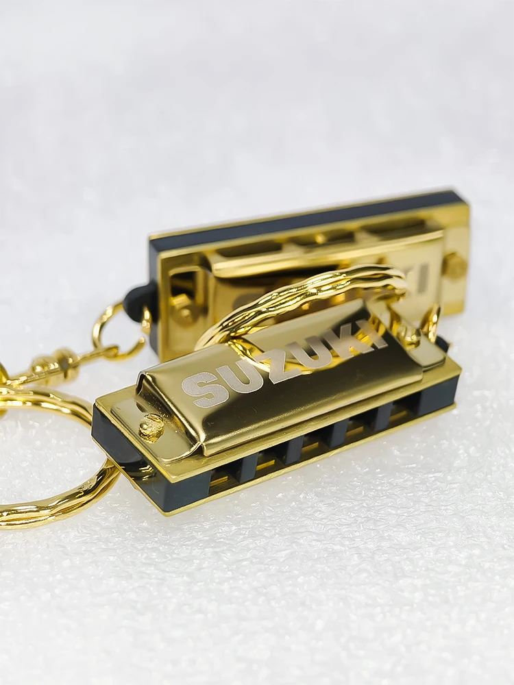 Suzuki Harmonica Mini 5 Holes 10 Tone Harmonica Keychain Key of C Golden Woodwind Instruments Gift