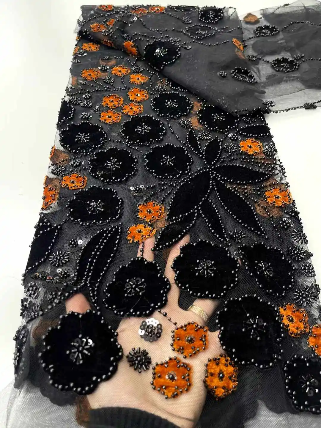 African Embroidered Beads Tulle Lace Fabric Elegant French Mesh Lace Fabric 2025 High Quality  Luxury Dress for Women - XZ