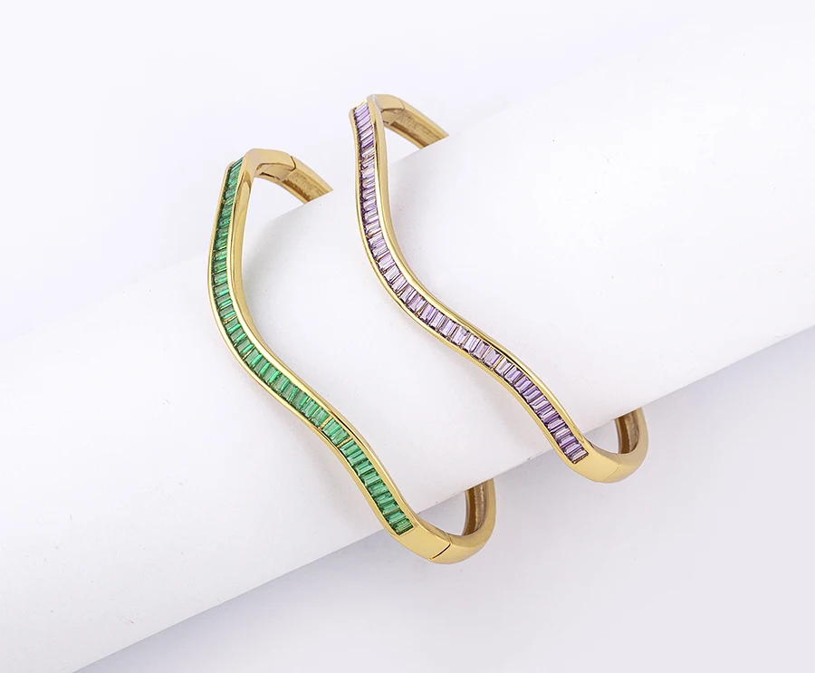 Nidin Licht Luxus Offene Armreif für Frauen Matt Frauen Armband Doppel Linie Ring Liebe Verwoben Wasser Welligkeit Armband Schmuck – Detail 15