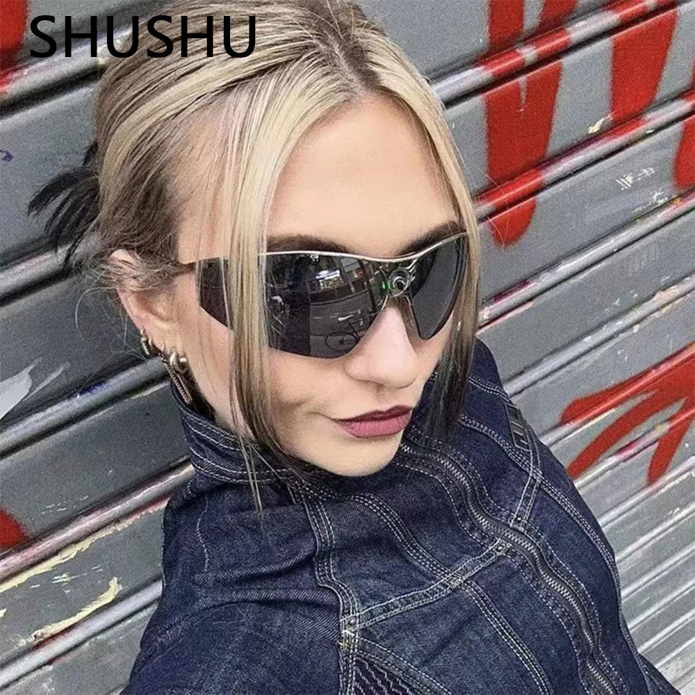 

Luxury Brand Sports Sunglasses Women Unique Half Frame Cat Eye Vintage Modern Sun Glasses Goggle Shades Mirror Punk Eyewear