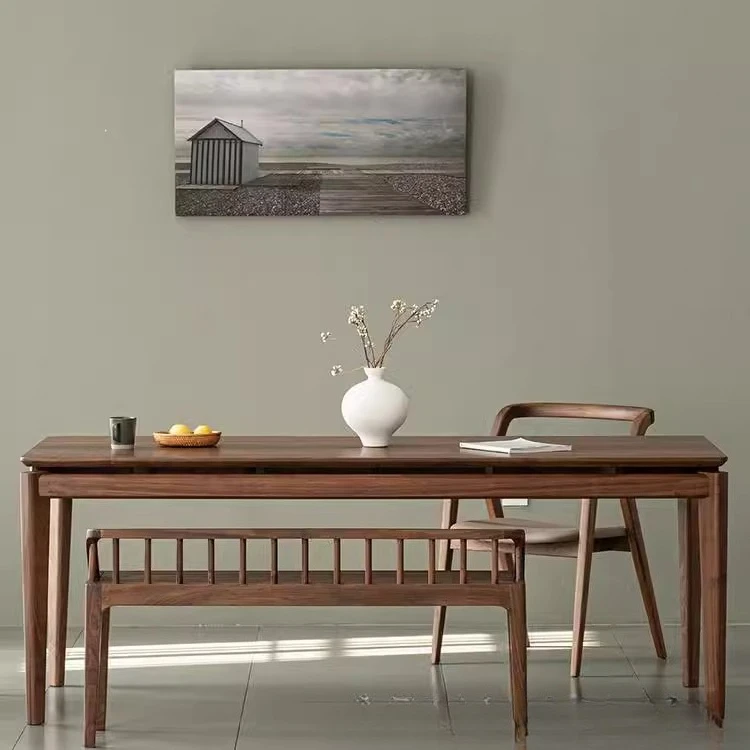 Black walnut desk household tea living room desk rectangular dining table solid wood dining table