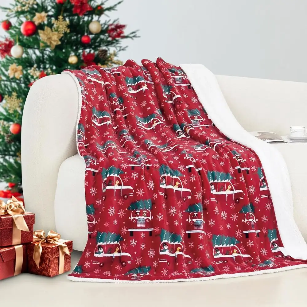 

Cozy Christmas Sherpa Throw - 50x60, Lightweight & Plush, Perfect for Holiday Snuggles & Decor