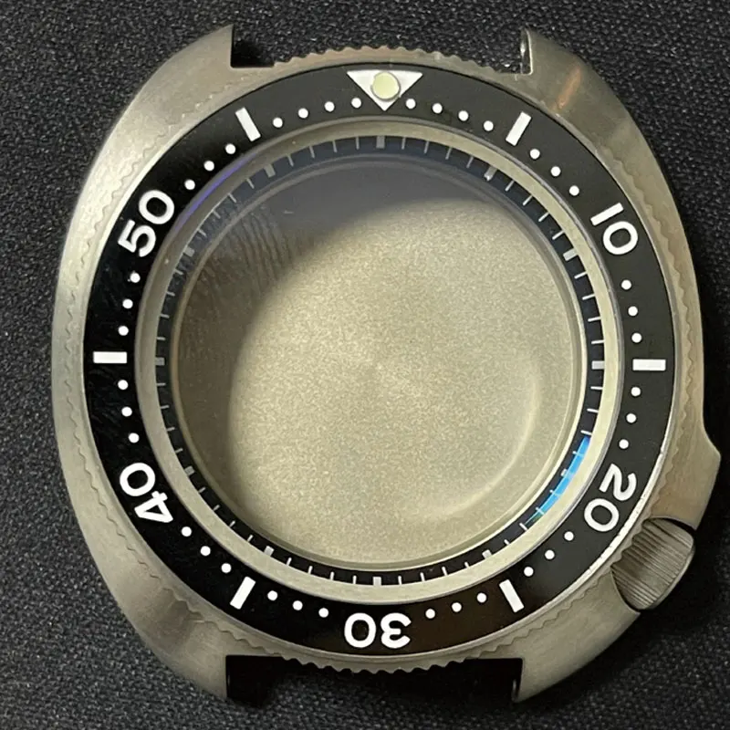 Watch Parts 45.2mm Titanium Material Turtle 6105 Watch Case Ceramic Bezel Sapphire Suitable For NH35/36 Automatic Movement 20Bar