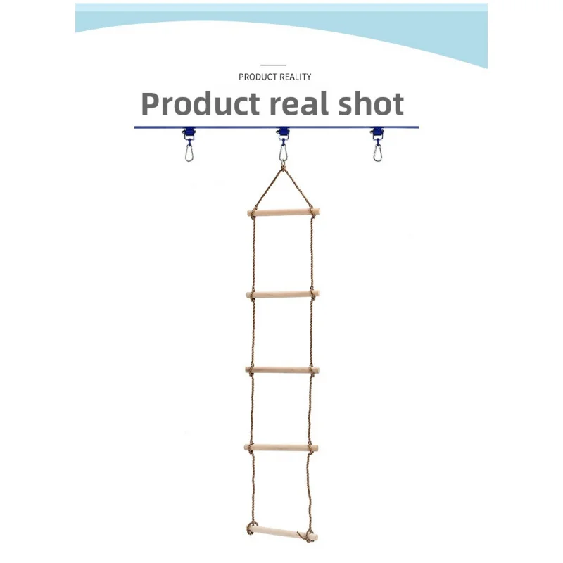 Balanços internos e externos para entretenimento infantil, escada de escalada de cinco degraus de madeira, fabricante atacado
