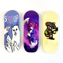 35mm Fingerboard Deck New Shape with Real Wear Graphic for Professional Finger Skateboard