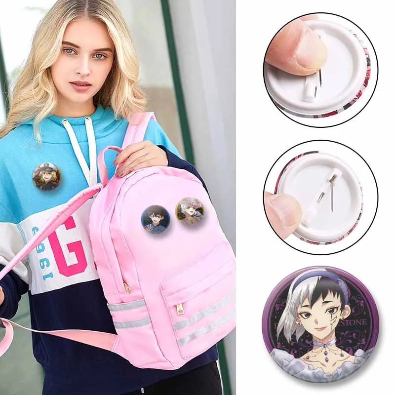 Cartoon Role Senku Ishigami Gen Asagiri Brooch Jewelry Cute Kohaku Ukyo Saionji Anime Badges Pins Souvenir Cosplay Accessories