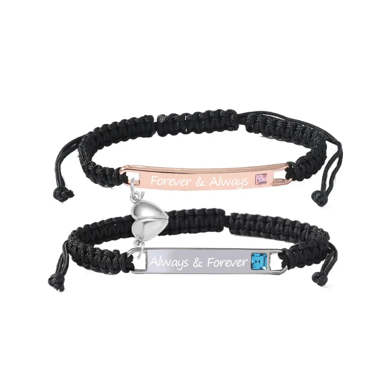 سوار الزوجين له الملكة لها الملك أحبك أكثر/الأكثر سوار مضفر من سبائك الزنك لتزيين الحفلات والارتداء اليومي هدية عيد ميلاد #2