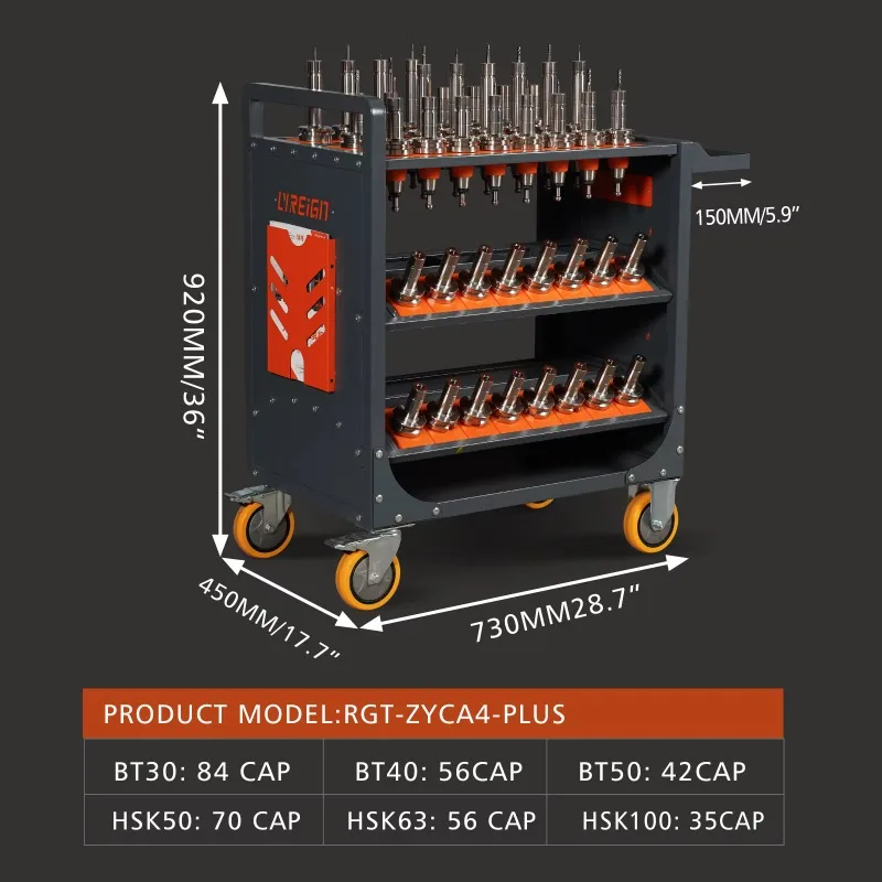 CNC Tool Holder Trolley Mobile Machining Center Tool Cart Fit BT30 BT40 BT50 HSK50 HSK63 HSK100 Rolling CNC Tool Storage Cart