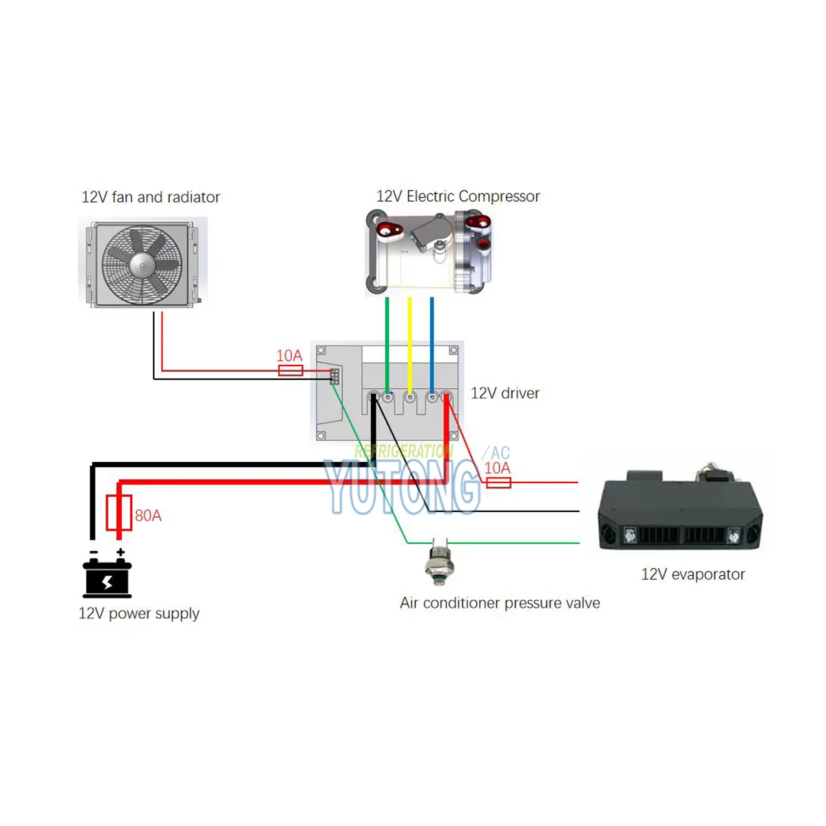 Compresor de aire acondicionado eléctrico de 12V CC, 12cC, R134a, 4000rpm, viene con un soporte de montaje, compresor de CC para vehículo