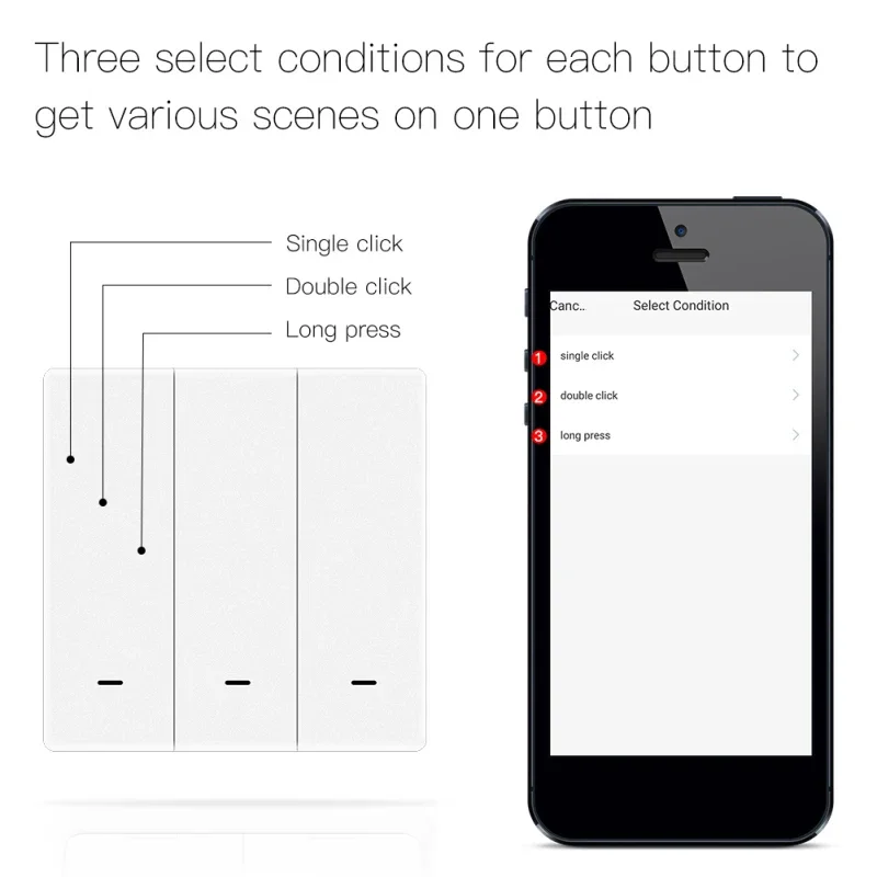 AUBESS Tuya ZigBee 1-3Gang Smart Scene Switch Push Button,Battery Powered,Automation,Smart Life Wireless For Google Home Alexa