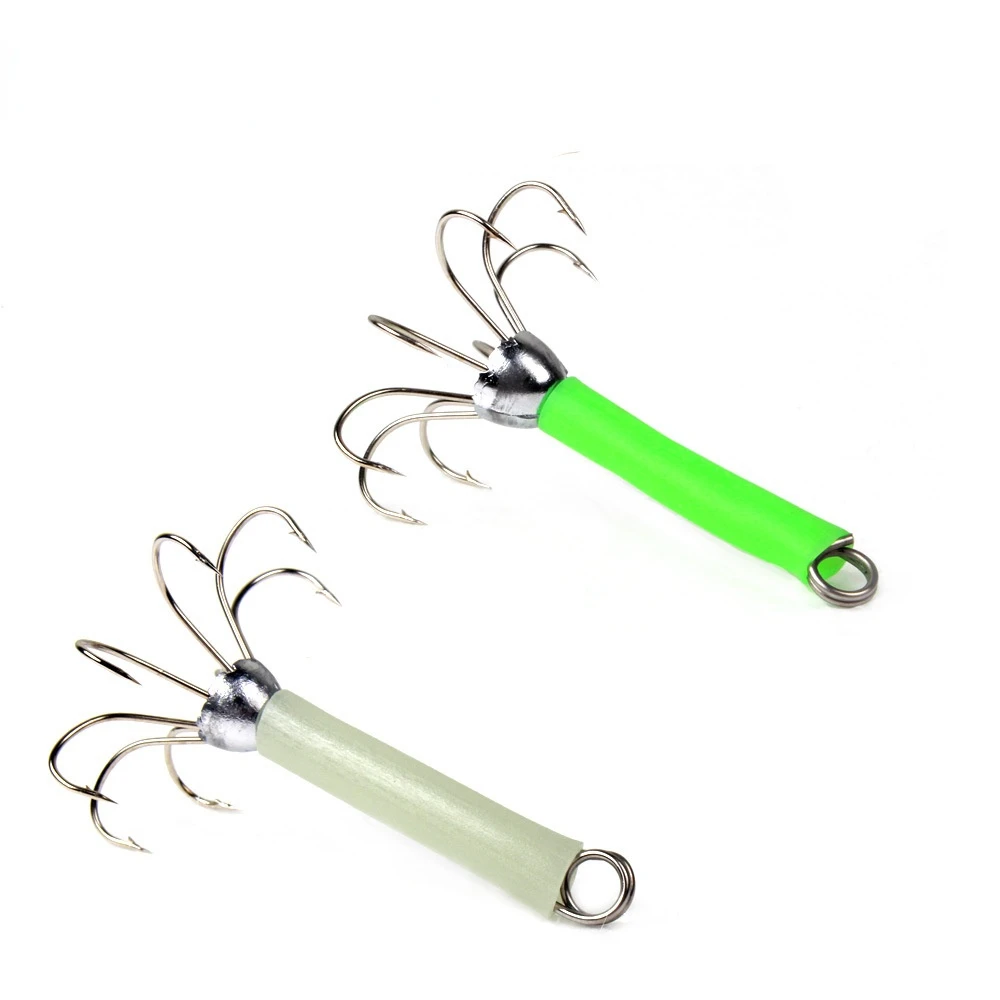 cuttlefish fishing hooks SANLIKE Gaff Stainless Steel Anchor Squid 7 Pin Fis SANLIKE STORE spacers and other soft plastic baits as melting can occur ZYZHE 1PC Sea Fishing Squid