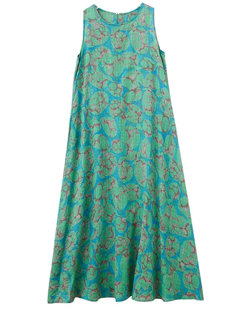 فساتين قطنية عتيقة بدون أكمام كبيرة الحجم جديدة في الفساتين للنساء فستان صيفي طويل فضفاض غير رسمي ملابس أنيقة 2025 #3