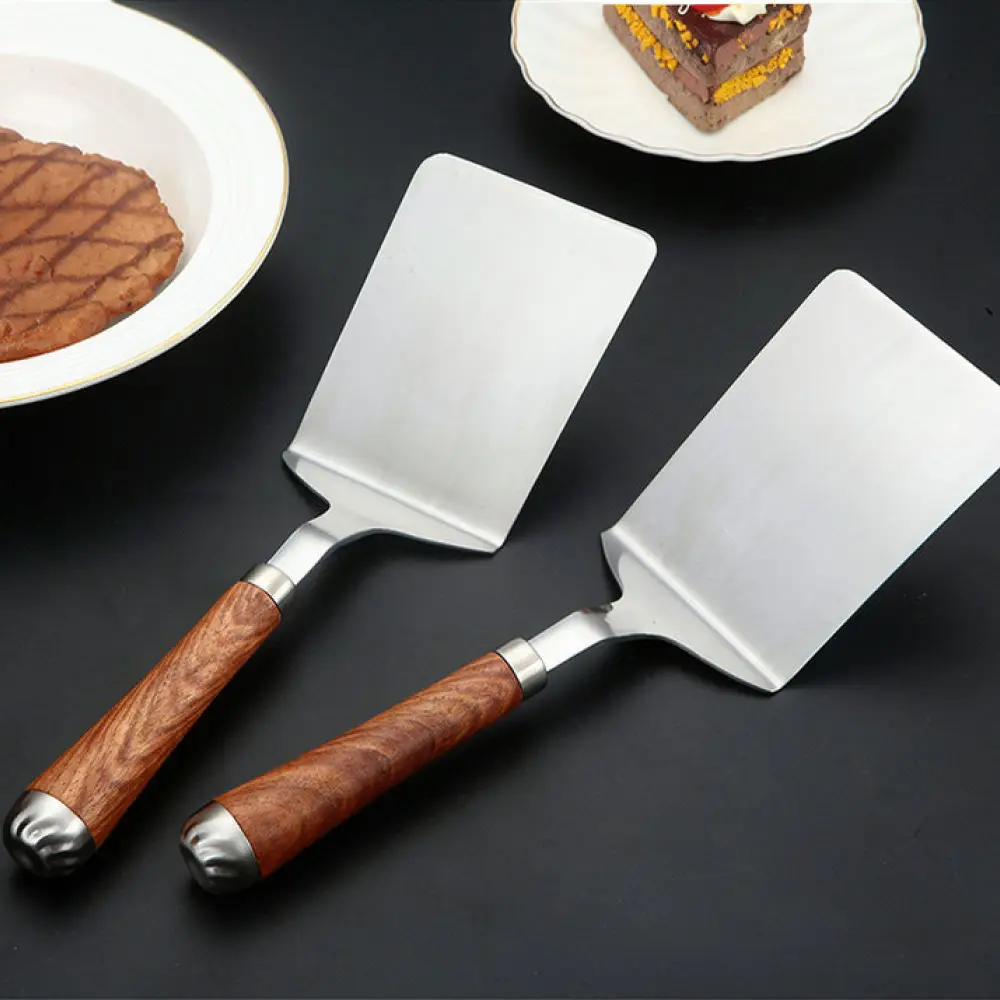 Professional Teppanyaki Turner Stainless Steel Spatula Rosewood Handle Kitchen Tool For Steak Griddle Cooking Accessories