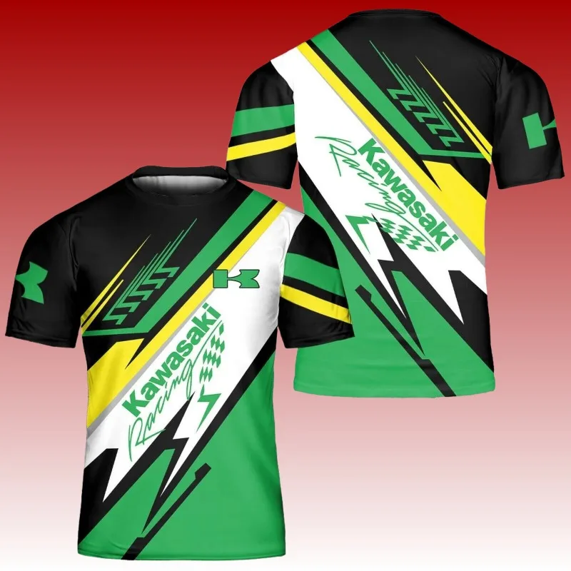 

MOTO-2025 Kawasaki Men's T-shirt Super Racing 3D Printed Short Sleeve Quick Drying