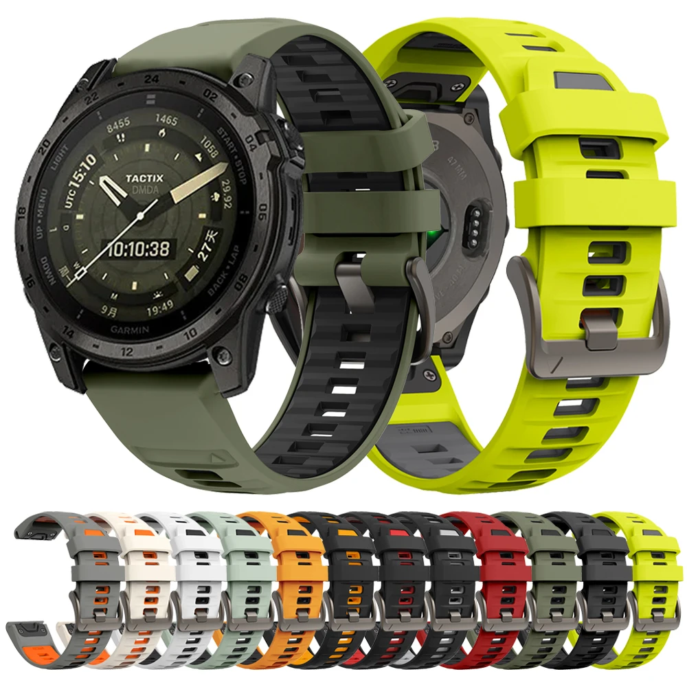 QuickFit 22mm 26mm Sports Silicone Strap For Garmin Tactix 7 Pro AMOLED Delta Bravo Band For Quatix 7 7X 6 5 3 Outdoor Wristband