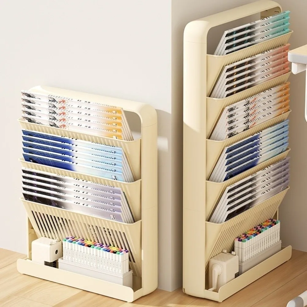 

3/5 Layer Structure Study Desk Organizer Multi-Layer Removable Side Mounted Bookshelf Space-Saving Floor-Standing