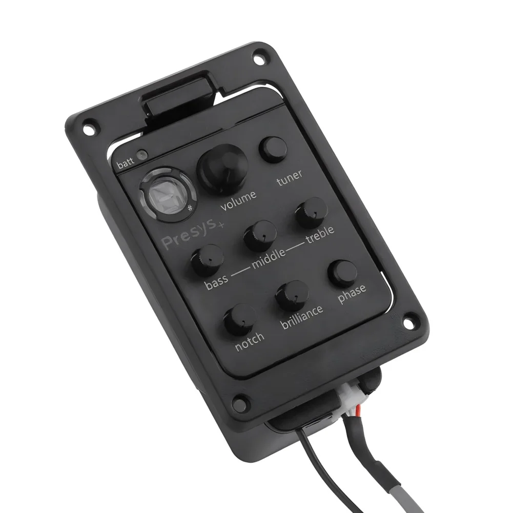 Preamplificadores de guitarra acústica EQ de 3 bandas, sintonizador de alta sensibilidad incorporado, características de sintonizador de pastilla piezoeléctrica, Compatible con guitarra folclórica 201