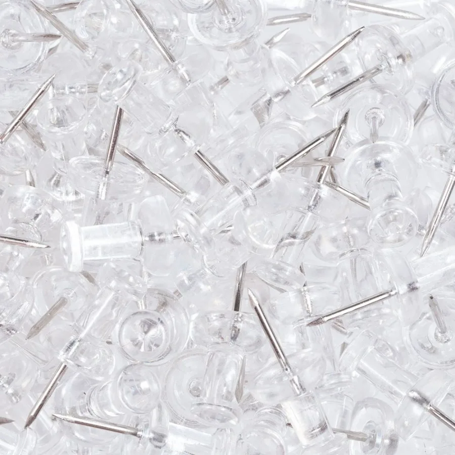Clear Push Pins 1 inch for Office and Home Use 2 Packs of 100 Transparent Pins Ideal for Bulletin Boards and Craft Projects Dur