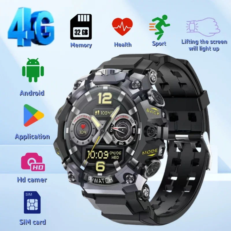 5G/4G Smart Watch, 1.5 Inch AMOLED HD Screen, GPS WiFi Bluetooth, IP68 Waterproof  Smartwatch for Men Women