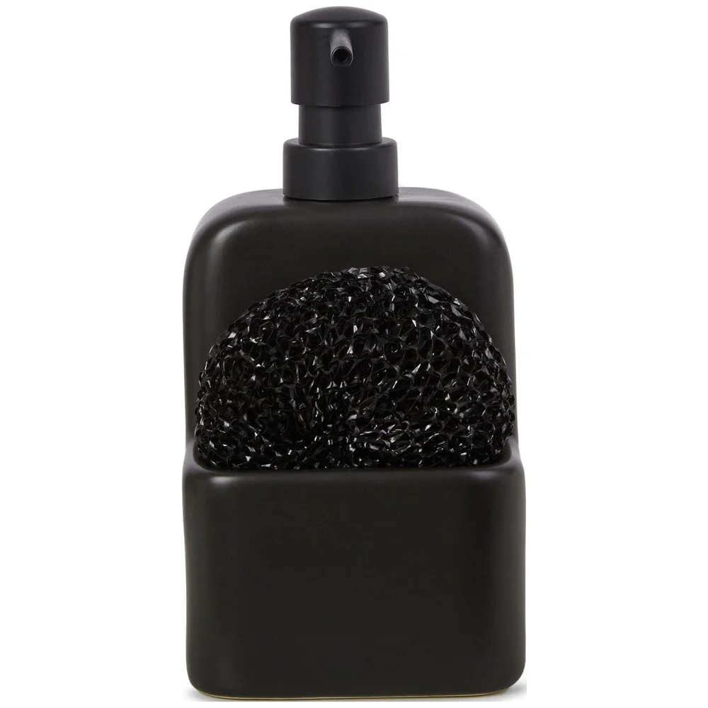 Pompa per sapone liquido in ceramica con contenitore incorporato e organizer da cucina per bagno, dispenser 2 in 1 antiruggine e facile da pulire