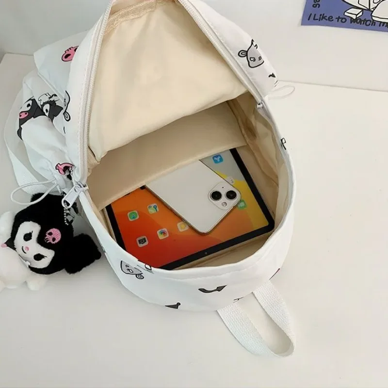 Xiuya Kuromi Womens Backpack Cartoon Print Cute Fashion Small Backpacks Nylon Lightweight Casual Daily Luxury Female Kawaii Bag