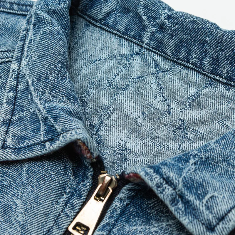 ANJY خريف شتاء جديد إمرأة الاتجاه الأمريكي غسلها الكراك عادية الدنيم سترة Ins مزاجه فريد بدوره إلى أسفل طوق معطف A15079 #6