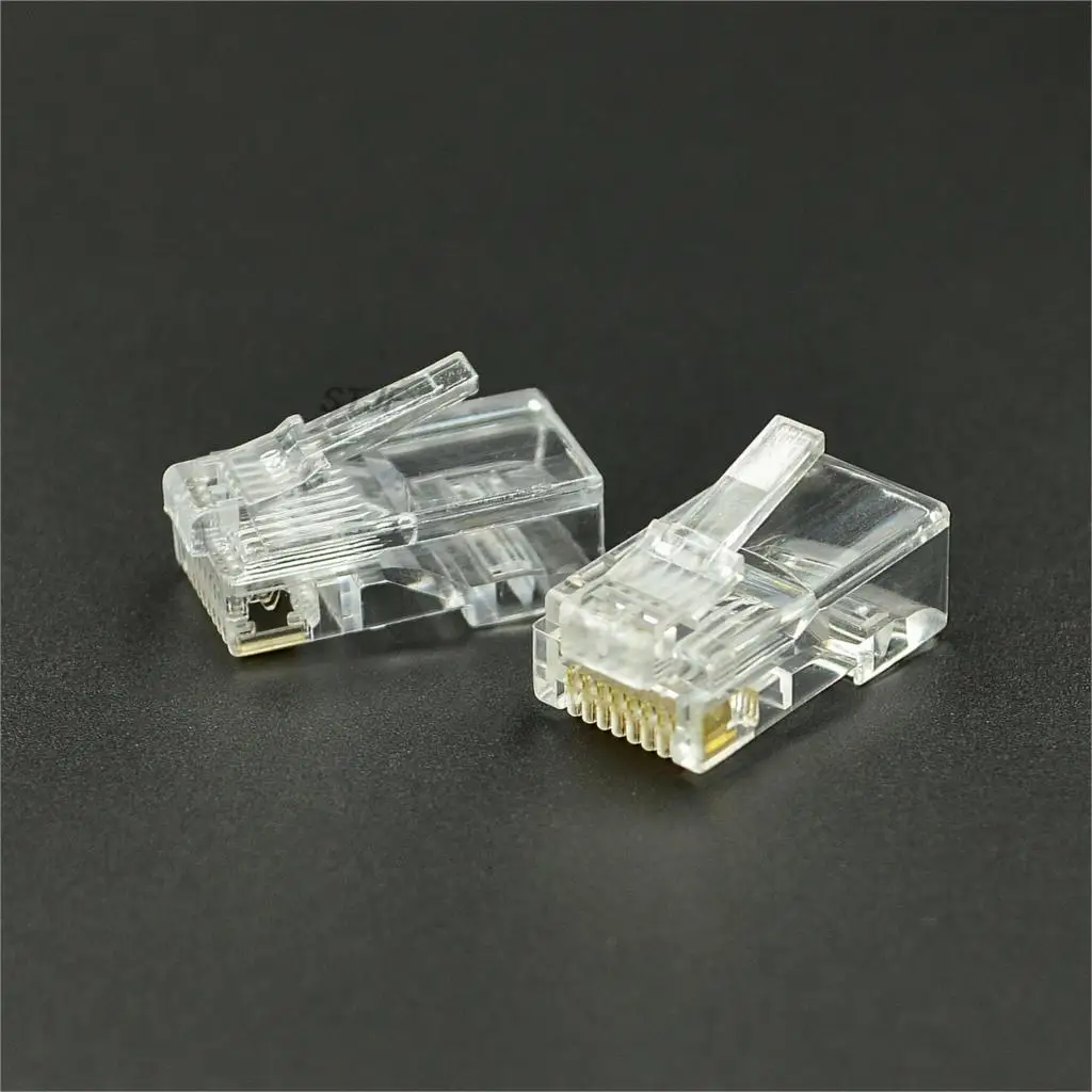 wholesale 100pcs RJ48 RJ-48 Modular Plug Stranded 10P10C Round Cable Connector