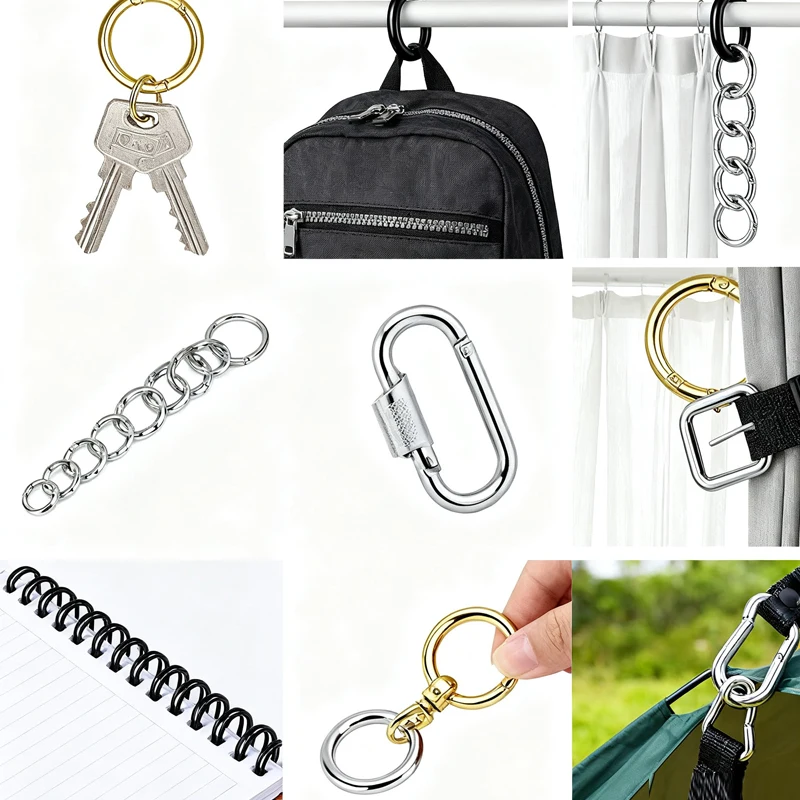 

100Pcs/lot Metal Spring Gate O Ring Openable Keyring Leather Craft Bag Belt Buckle Trigger Snap Clasp Clip Connector DIY Parts