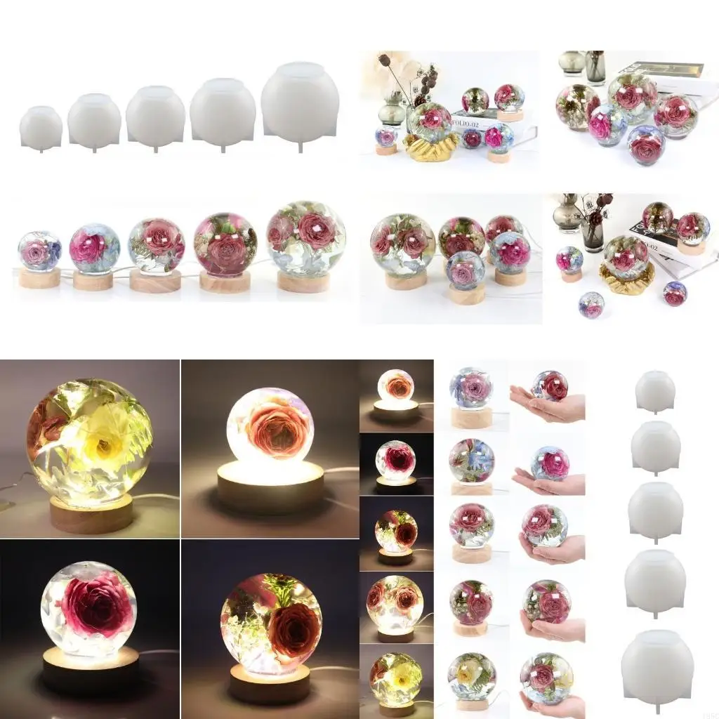 195C Silicone Crystal Ball Mold Round Ball Mould DIY Crafts Ornaments Decor for Epoxy Resin Jewelry Making Tools Soap