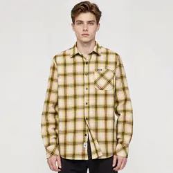 New Men Casual Plaid Flannel Shirt Long-Sleeved Chest Pocket Design Fashion Printed-Button  MG11302
