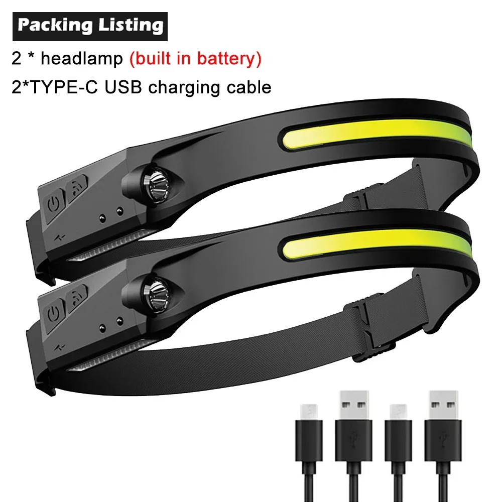 KDULIT 1-10PCS LED Sensor Scheinwerfer Eingebaute Batterie USB Aufladbare Kopf Taschenlampe Scheinwerfer Kopf Taschenlampe Camping Angeln Suche licht 5