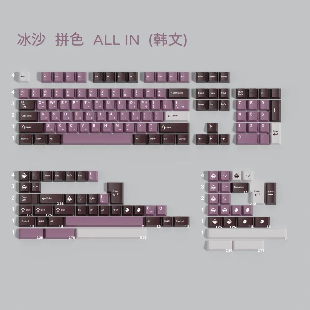 

Колпачки для клавиш PBT GMK Bingsu, профиль Cherry, сублимационная печать, английские и корейские символы, для клавиатур MX, 2.25U, 2.75U, раздельные пробелы