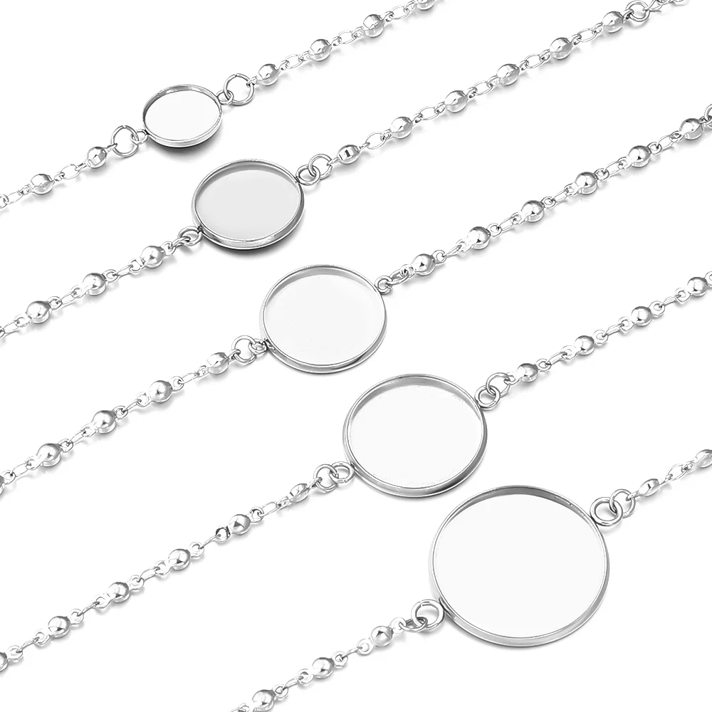 2 teile/los Edelstahl Armband Cabochon Cameo Basis 12-25mm Armreif Blank Lünette Einstellung Für DIY Schmuck Machen zubehör