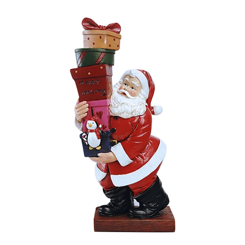 1Pcs Santa Claus Sculpture Christmas Doll Resin Ornament Figurine Holiday New Year Hristmas Table Decoration