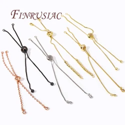 Multi Styles 18K Gold Plated Box Chain Adjustable Bracelet Connectors with Silicone Insert Beads For DIY Jewelry Making Supplies