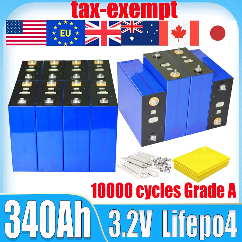 

New A-grade 3.2V 340ah 320ah Lifepo4 battery DIY 12V 24V 48V RV 3C car solar energy storage marine rechargeable battery tax-free