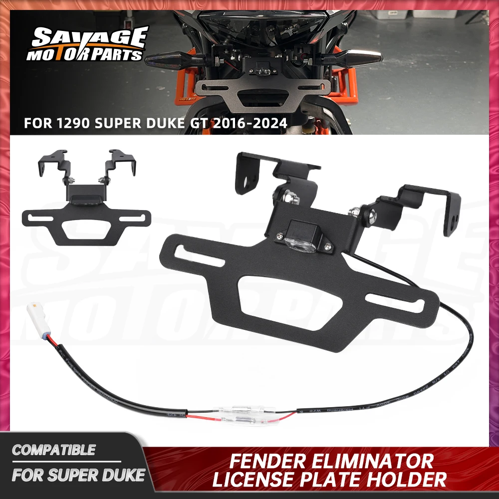 License Plate Bracket For 1290 Super Duke GT 2016-2024 Motorcycle Accessories Fender Eliminator Rear Tail Frame LED Plate Lamp