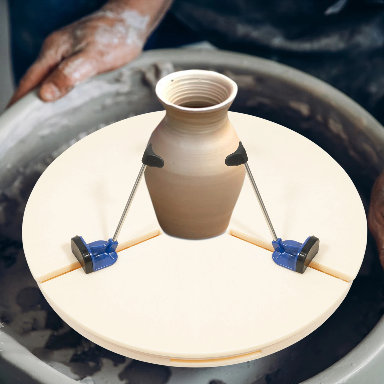 مشبك قرص دوار للفخار 39 سم مع 5 مجموعات أداة تشذيب ABS لتشذيب السيراميك والتمركز والتشكيل على العجلة