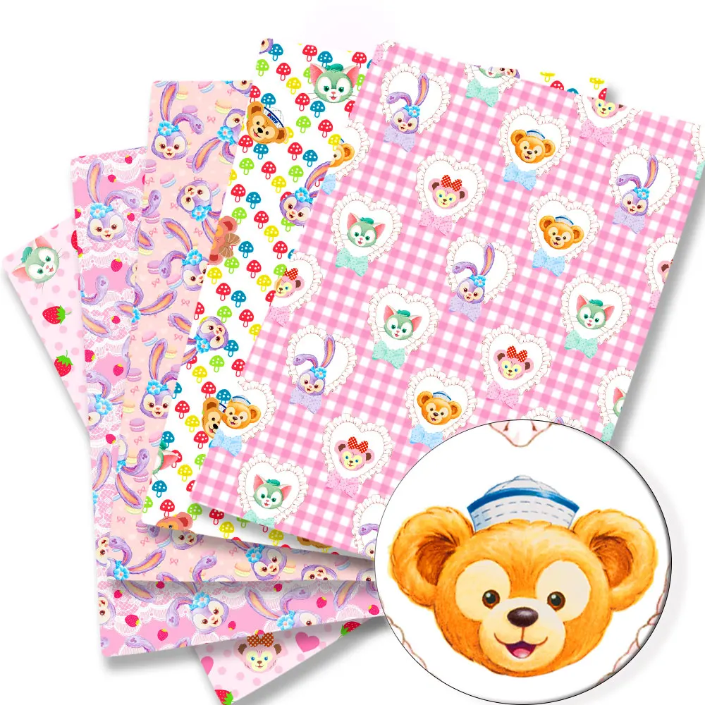 Disney duffy and friends Cartoon Fabric Hot Handmade Sewing Patchwork Quilting Baby Dress Home Sheet Printed Fabric Kids Fabric