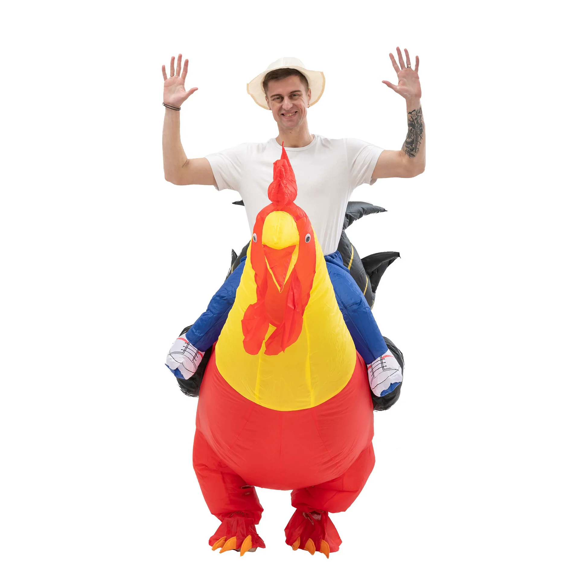 Cosplay Haan Opblaasbare Mascotte Kostuum Cock Blow Up Outfit voor Familie Caroon Pop Grappige Ceremonie Prestaties Feestjurk Prop