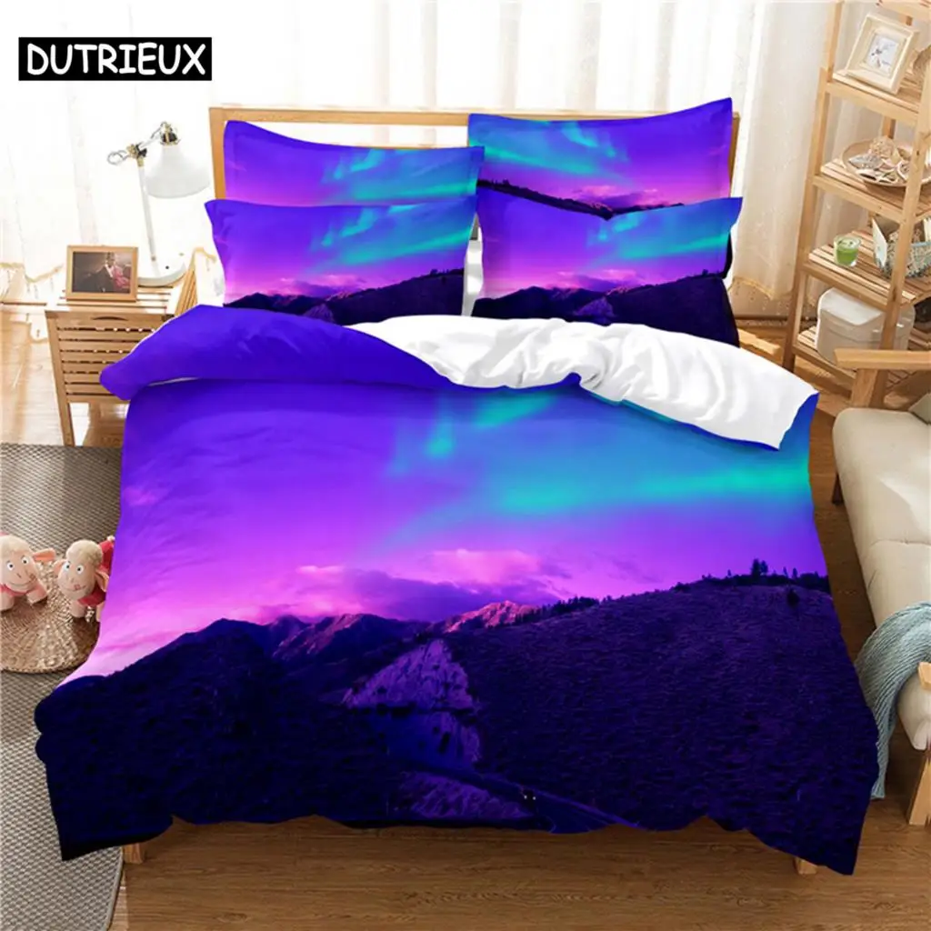 

Colorful Aurora Bedding Set Duvet Cover Set 3d Bedding Digital Printing Bed Linen Queen Size Bedding Set Fashion Design